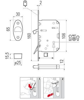 Механизм AGB B08981.50.34 Scivola Tre Class для раздвижных дверей WC, матовый хром
