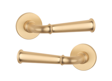 Дверная ручка STILE IBRA R 7S ST латунь матовая GOLD SATIN (тонкая розетка)