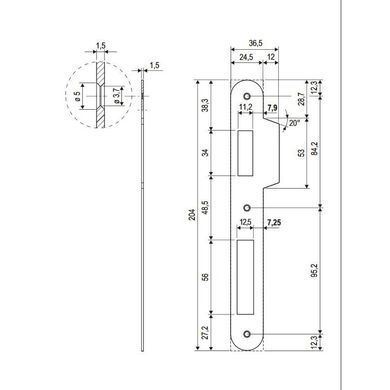 Ответная планка к замку AGB Sicurezza Art.B005907903 латунь
