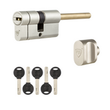 Циліндр RB din_kt Keylocx 80мм (45х35) cam30 5key rb1 k04 box ключ-тумблер довжина штока до 90 мм, нікель-сатин