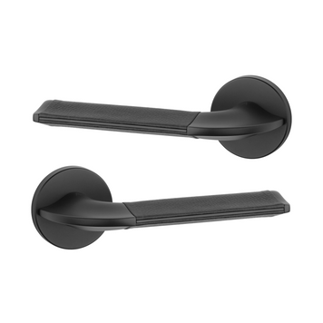 Дверная ручка APRILE Detazia R 7S AS черный матовый/ чорная кожа