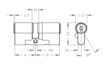 EVVA 4KS KZ 66/K31 AKN NI 3 ключі, циліндр дверний
