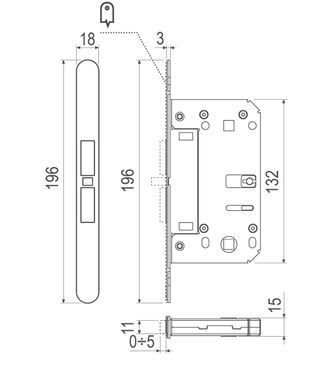 Дверной замок AGB Touch lock WC (для санузла),18*196мм, магнитный серый