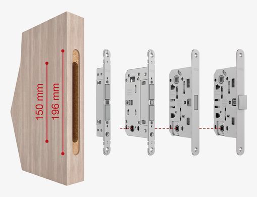 Дверной замок AGB Touch lock WC (для санузла),18*196мм, магнитный серый