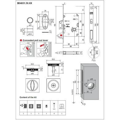 Механизм AGB Scivola Тre Class kit A для раздвижных дверей WC, латунь
