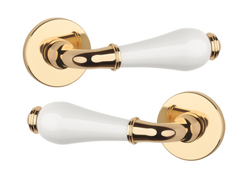 Дверная ручка APRILE DIANELLA R 7S AS полированное золото/белая керамика LG/WHITE CERAMICS(тонкая розетка)