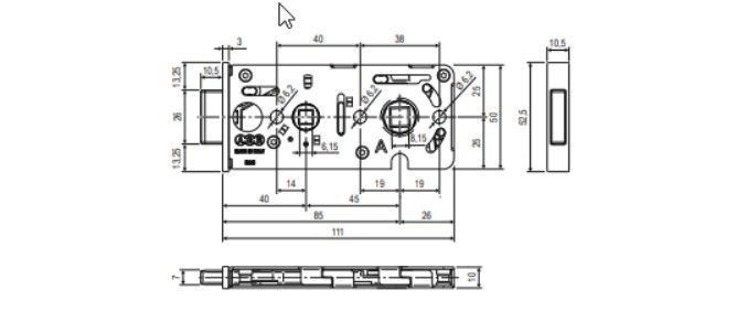 Комплект AGB Vitra B99970.01.01 (ручка+замок) для стеклянных дверей под WC, анодированное серебро