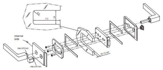 Комплект AGB Vitra B99970.01.01 (ручка+замок) для стеклянных дверей под WC, анодированное серебро