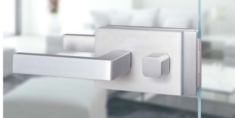 Комплект AGB Vitra B99970.01.01 (ручка+замок) для стеклянных дверей под WC, анодированное серебро