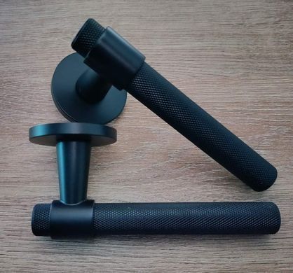 Дверна ручка STILE GOYA R 7S ST матовий чорний BLACK (тонка розетка)