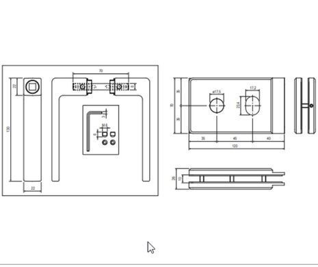 Комплект AGB Vitra B99970.02.01 (ручка+замок) для стеклянных дверей под PZ, анодированное серебро