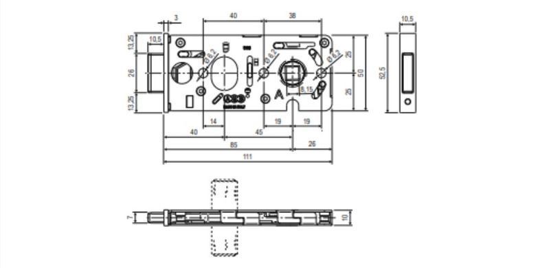 Комплект AGB Vitra B99970.02.01 (ручка+замок) для стеклянных дверей под PZ, анодированное серебро