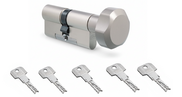 EVVA 4KS KZ 46/K51 AKN NI 5 ключей, цилиндр дверной