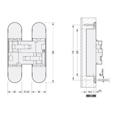 Дверна завіса CEAM 1230 3D матове срібло