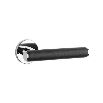 Дверная ручка APRILE Egeria R 7S AS полированный хром/черная кожа